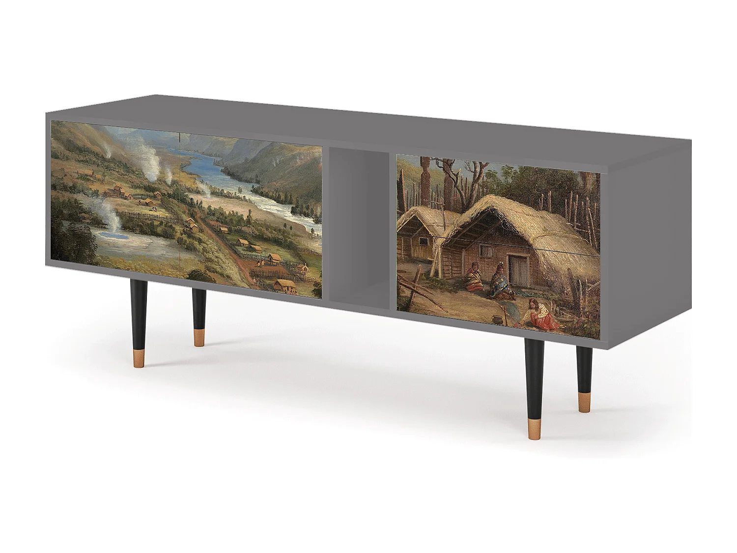 Meuble TV - 170х69х48 cm - T1 - View Across the Plains , Gris