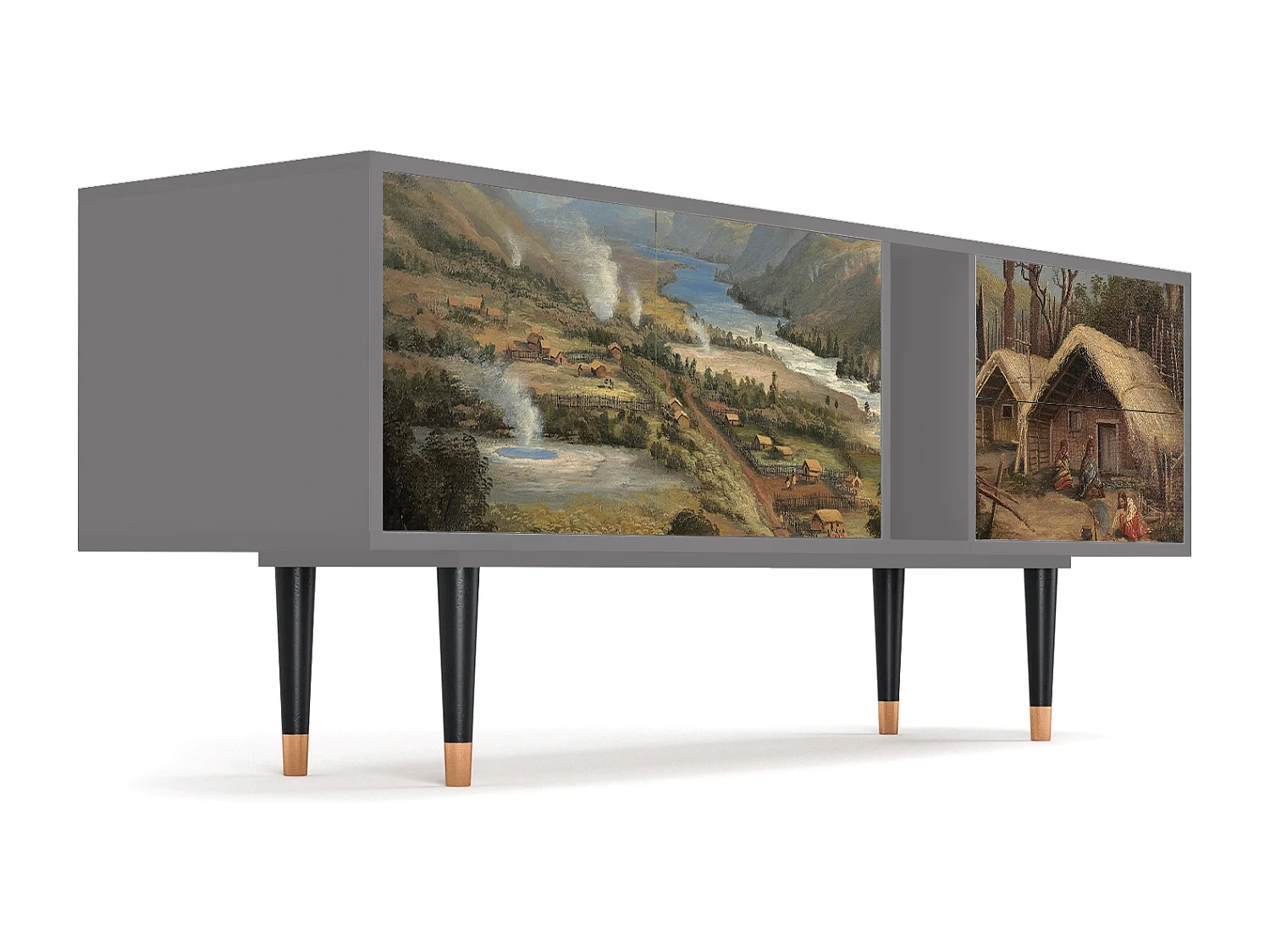 Meuble TV - 170х69х48 cm - T1 - View Across the Plains , Gris