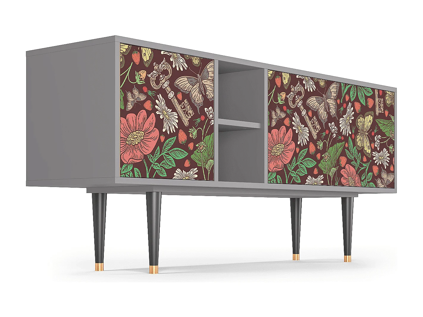 Szafka RTV - 150х69х41 cm - T5 - Alice in Wonderland, Szary