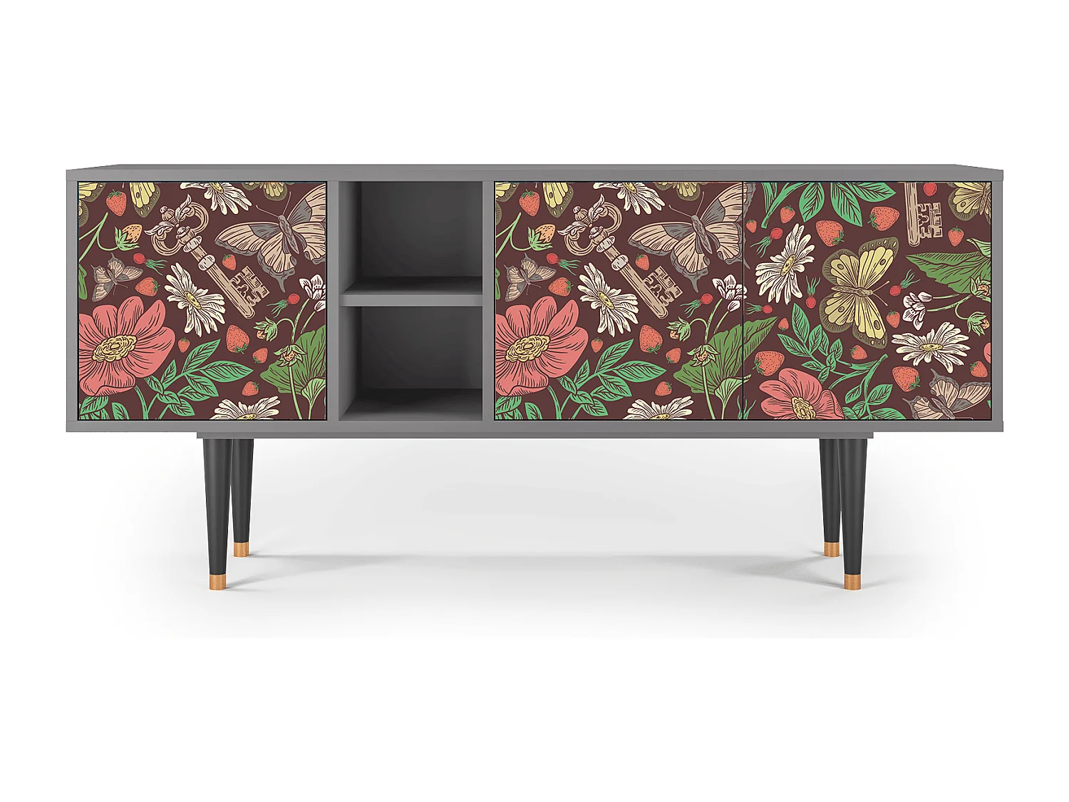 Meuble TV - 150х69х41 cm - T5 - Alice in Wonderland, Gris