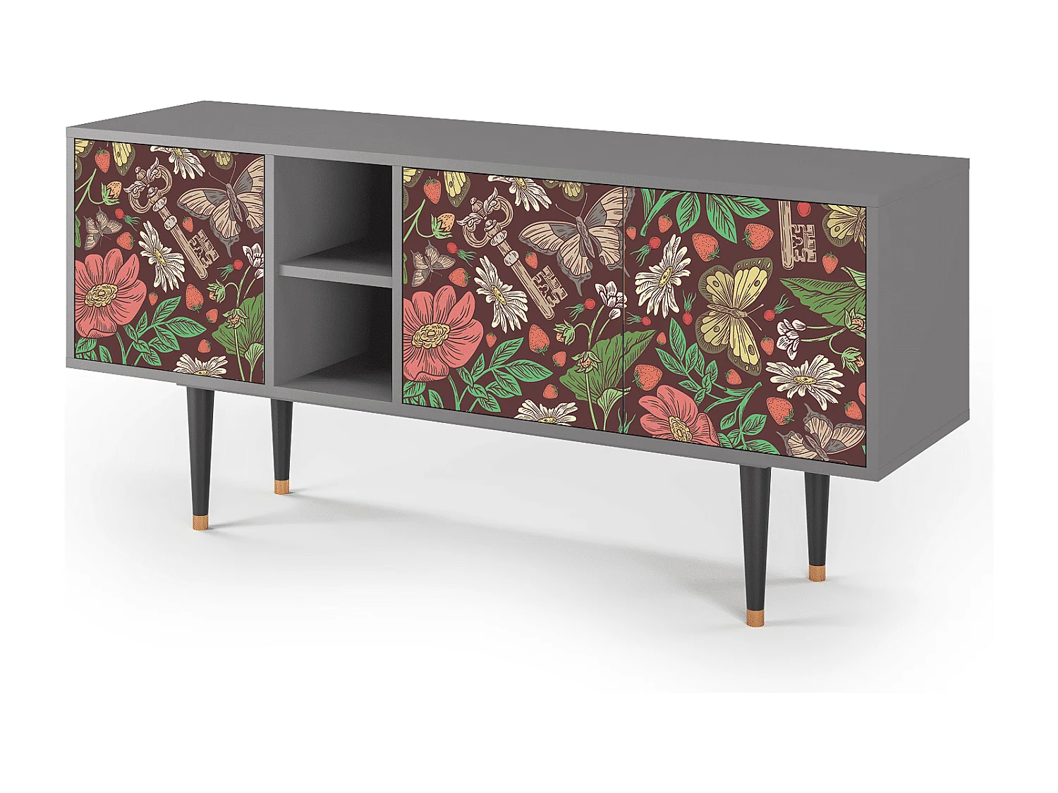 Meuble TV - 150х69х41 cm - T5 - Alice in Wonderland, Gris