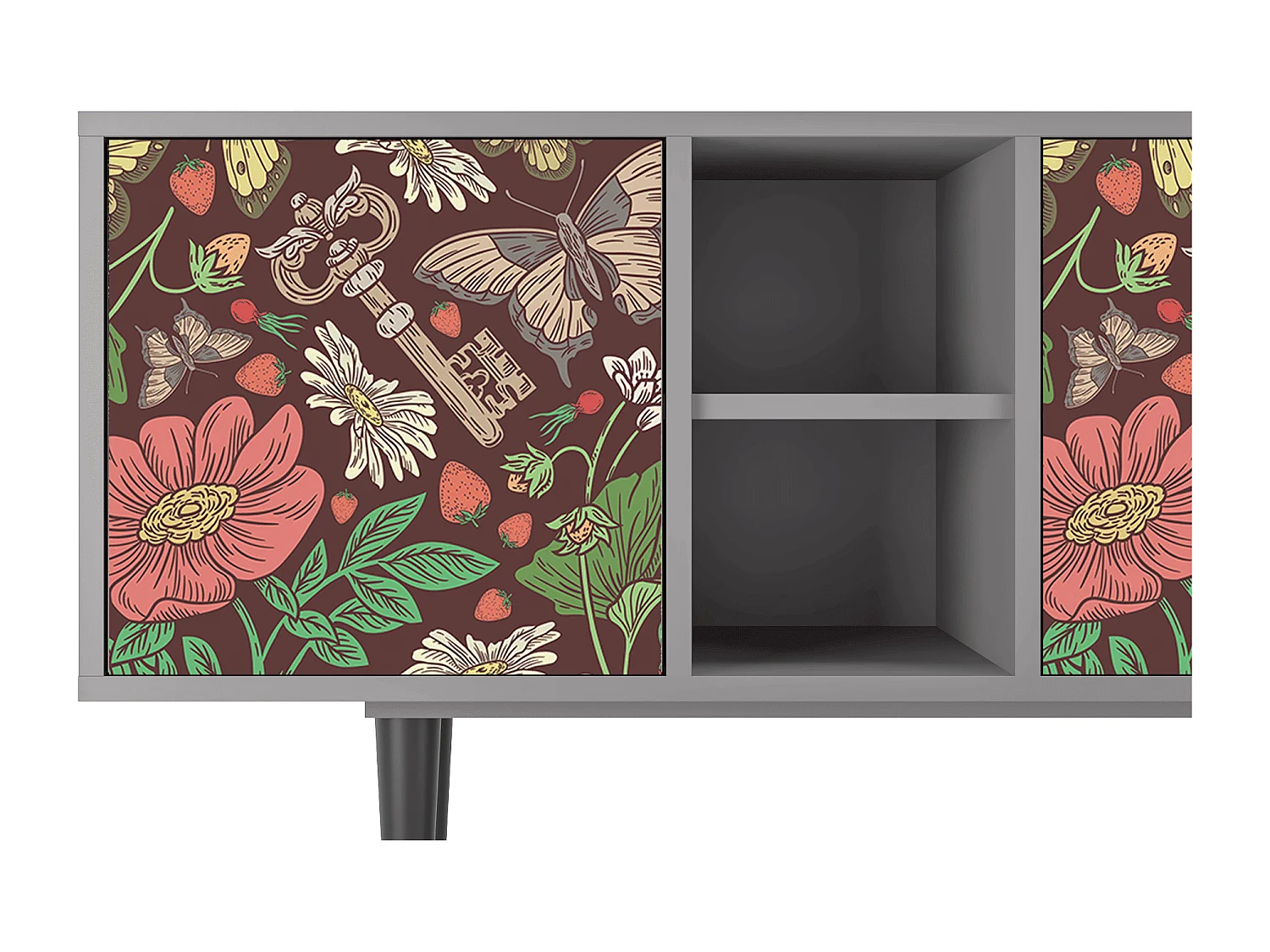 Meuble TV - 150х69х41 cm - T5 - Alice in Wonderland, Gris