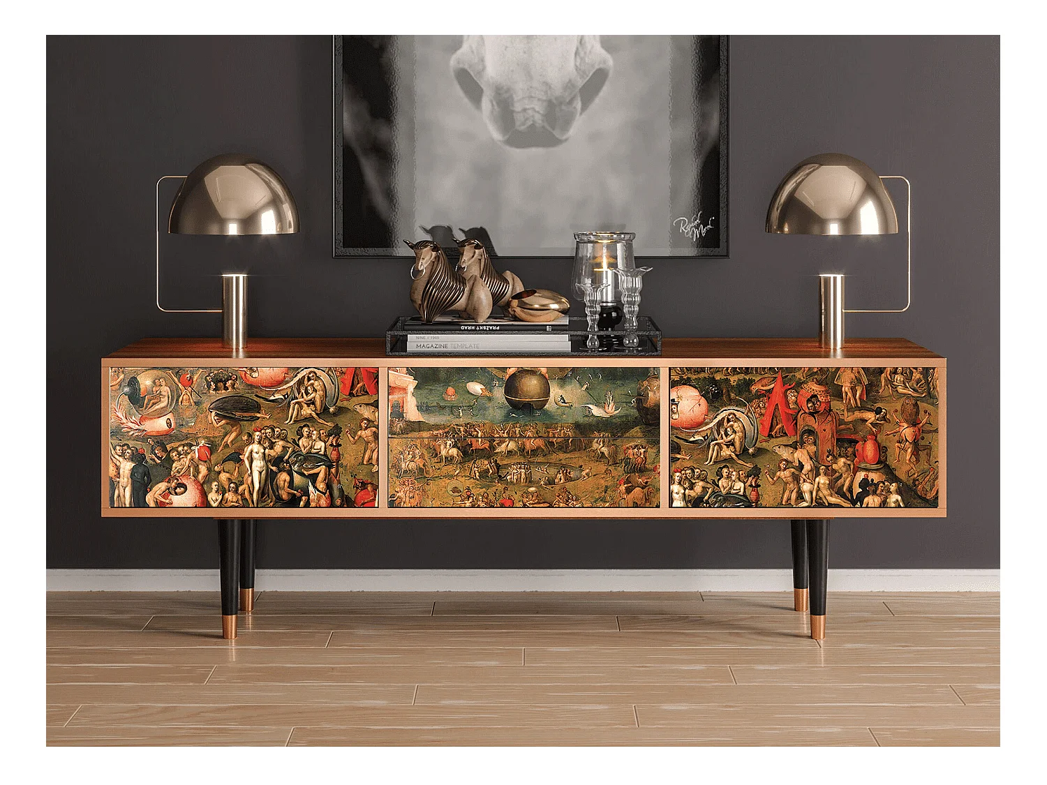 Mobile TV - 170х59х48 cm - T4 - Garden of Delights , Noce