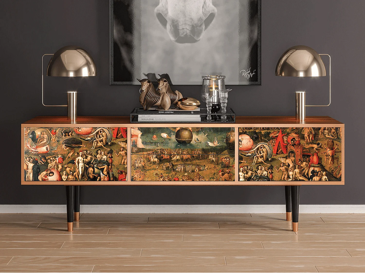 Meuble TV - 170х59х48 cm - T4 - Garden of Delights , Noyer