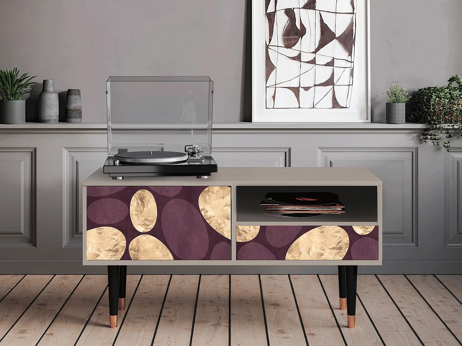 Szafka RTV - 115х59х48 cm - T3 - Fine Wine, Piaskowy