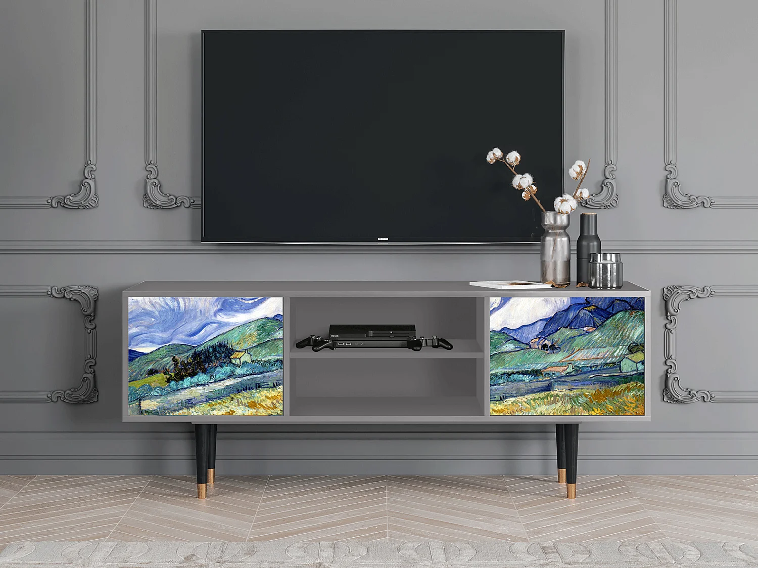 Mobile TV - 170х69х48 cm - T2 - Landscape, Grigio