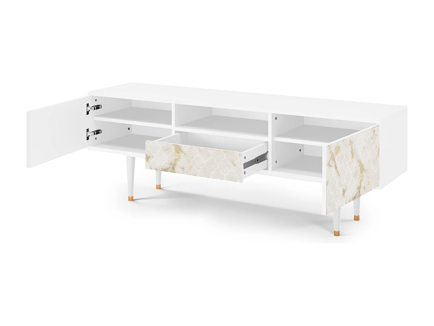 Szafka RTV - 170х59х41 cm - T6 - Sahara desert, Biały