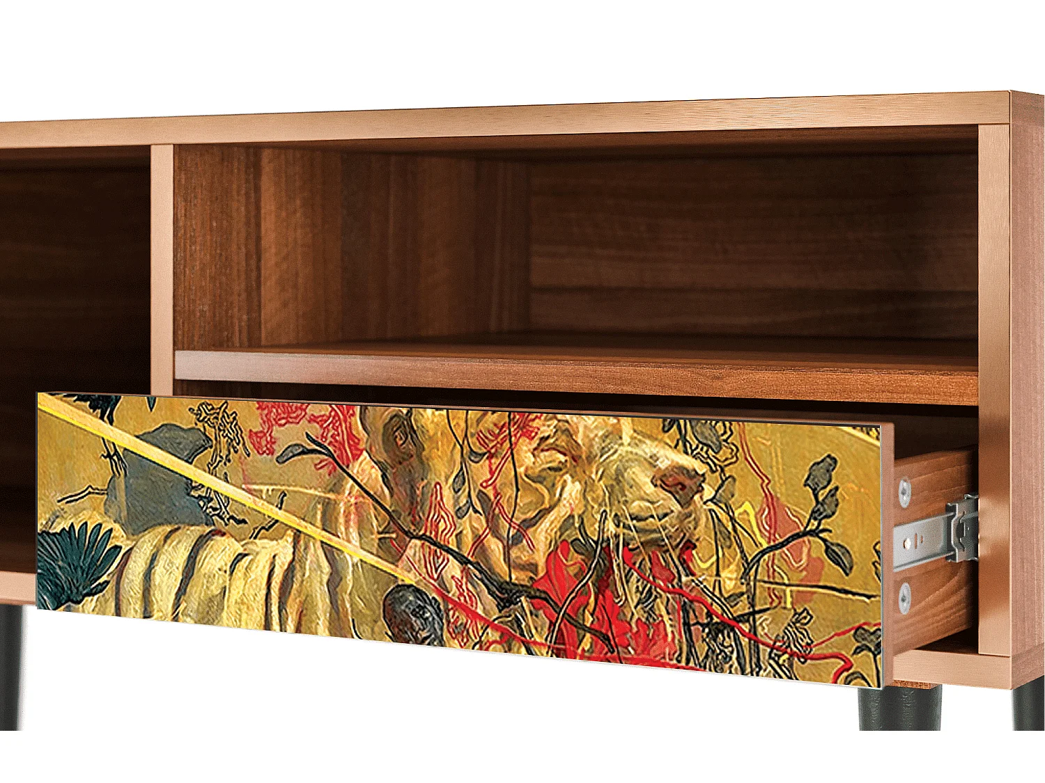 Szafka RTV - 115х59х48 cm - T3 - Blood by James Jean, Orzech