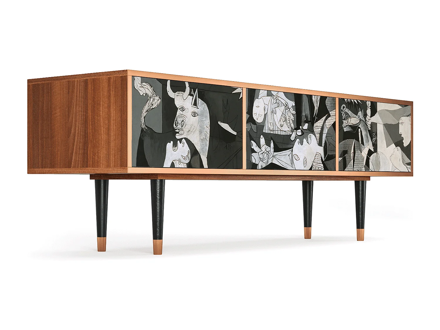 Szafka RTV - 170х59х48 cm - T4 - Guernica by Picasso, Orzech