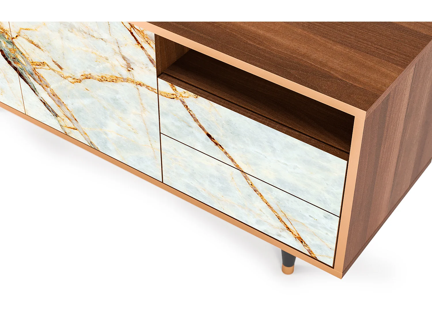TV-meubel - 125х56х41 cm - T7 - Zandy Marble, Walnoot