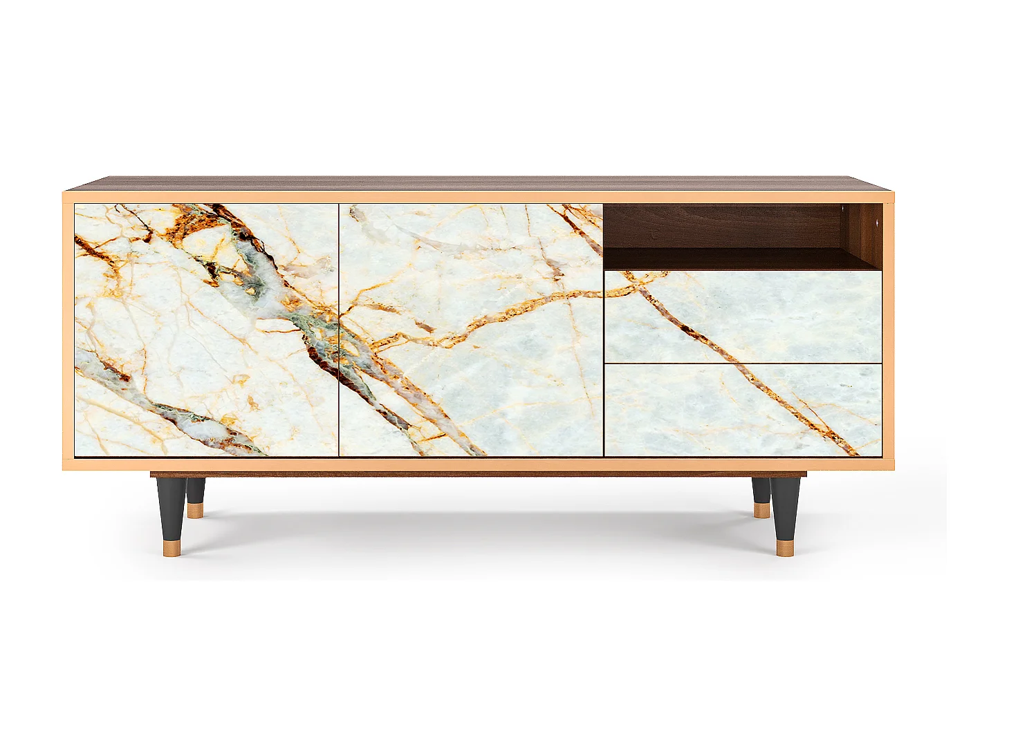 Meuble TV - 125х56х41 cm - T7 - Sabley Marble, Noyer