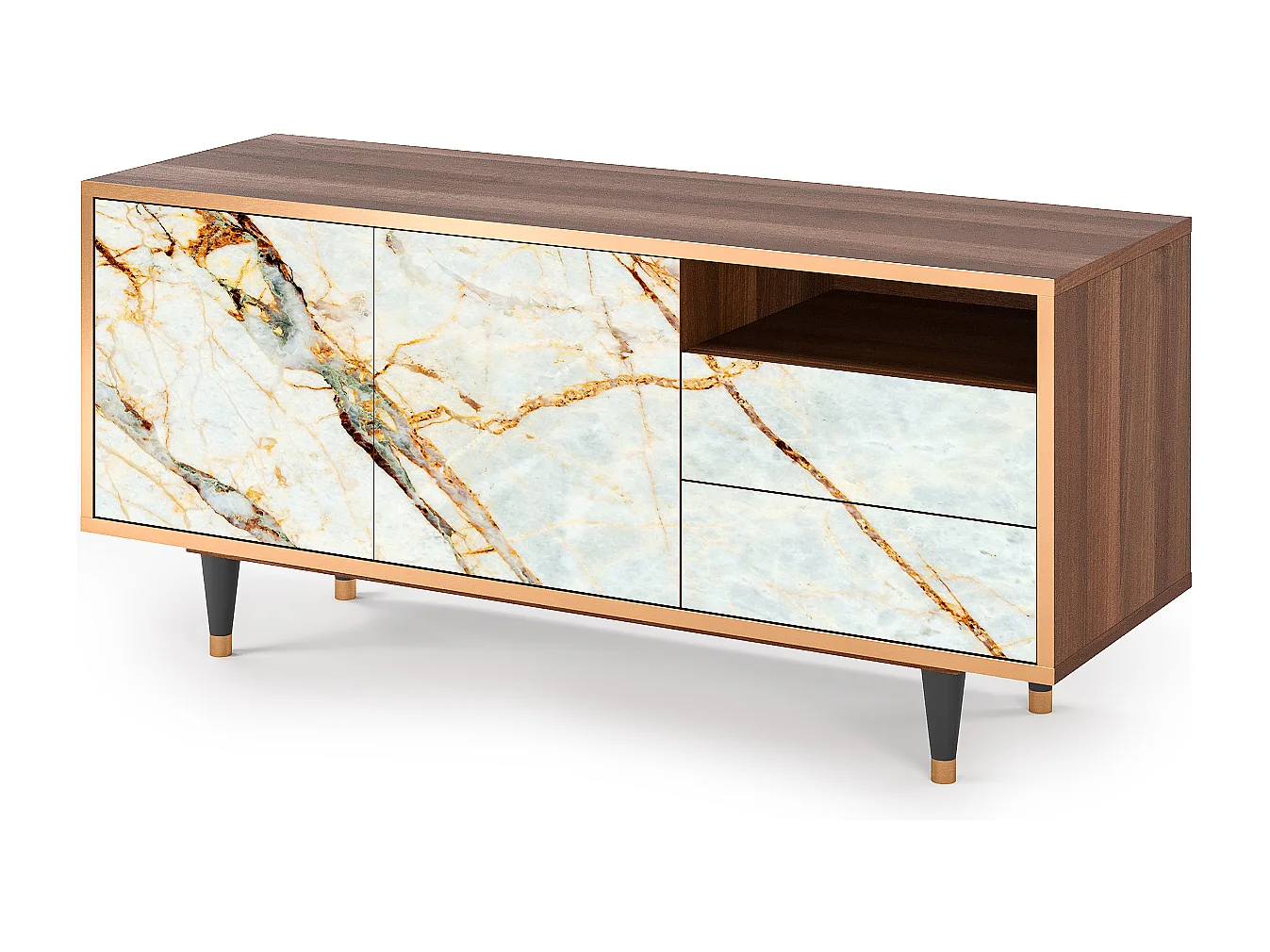 Meuble TV - 125х56х41 cm - T7 - Sabley Marble, Noyer