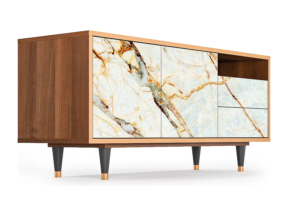 Meuble TV - 125х56х41 cm - T7 - Sabley Marble, Noyer