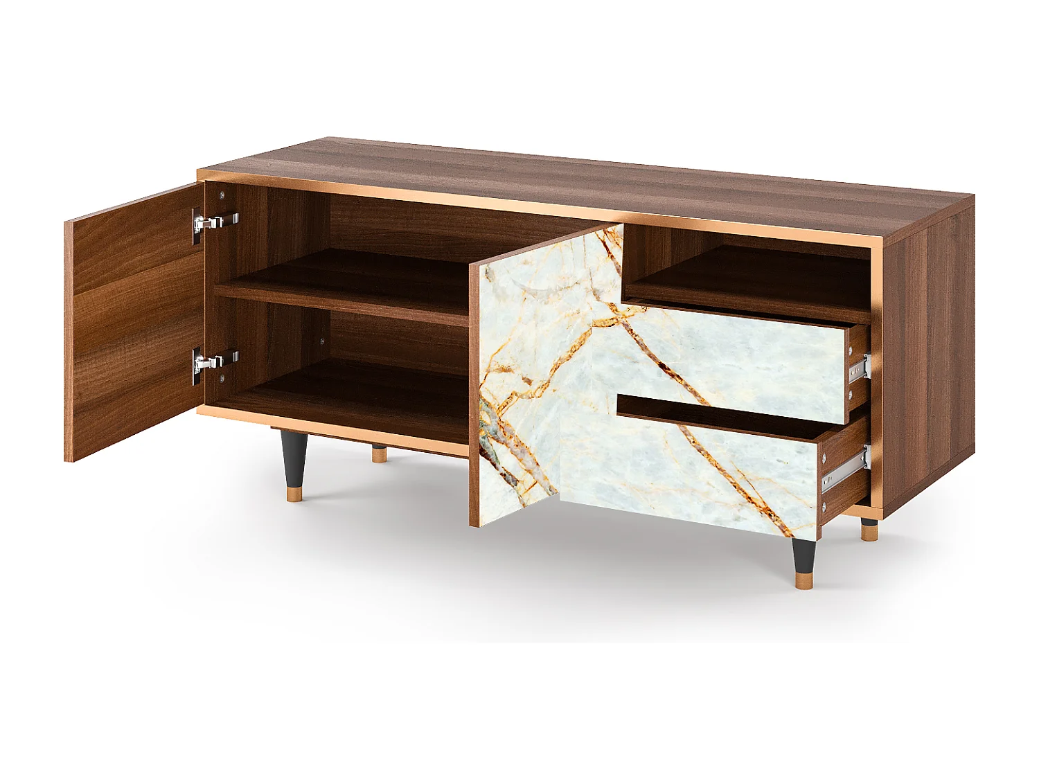 Meuble TV - 125х56х41 cm - T7 - Sabley Marble, Noyer