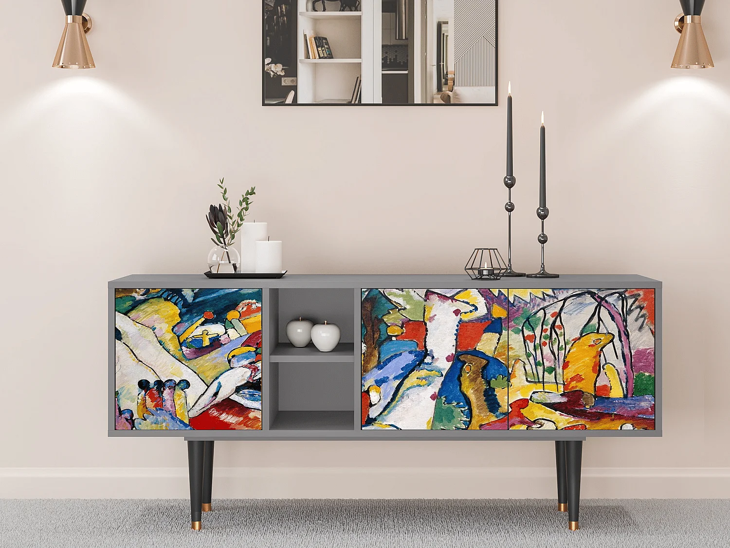 Meuble TV - 150х69х41 cm - T5 - Improvisation 26  , Gris