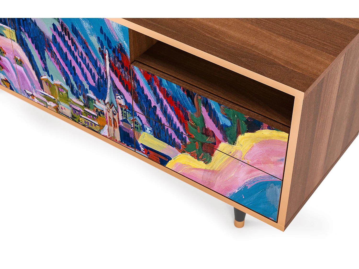 Meuble TV - 125х56х41 cm - T7 - Davos Winter, Noyer