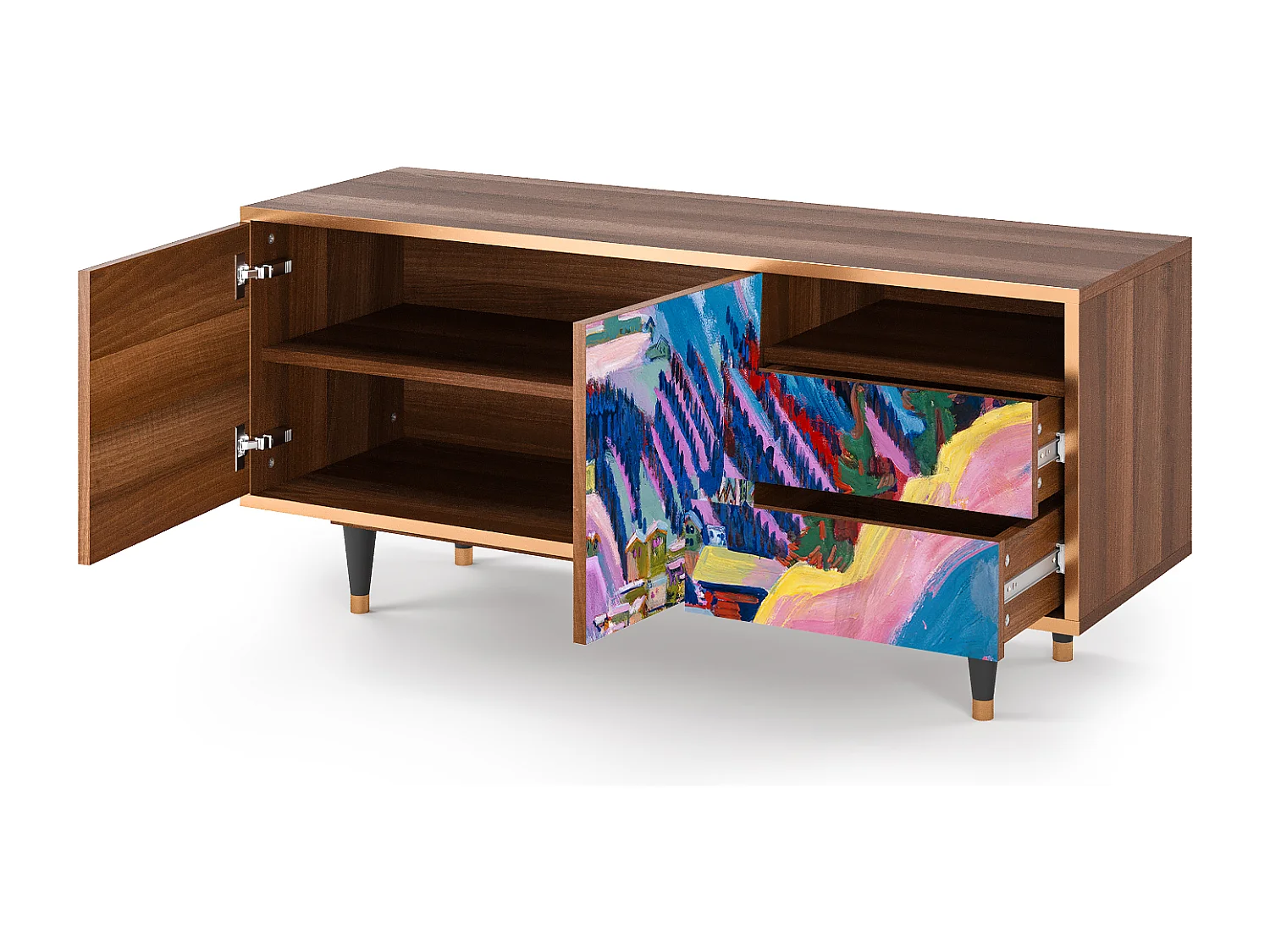 Meuble TV - 125х56х41 cm - T7 - Davos Winter, Noyer