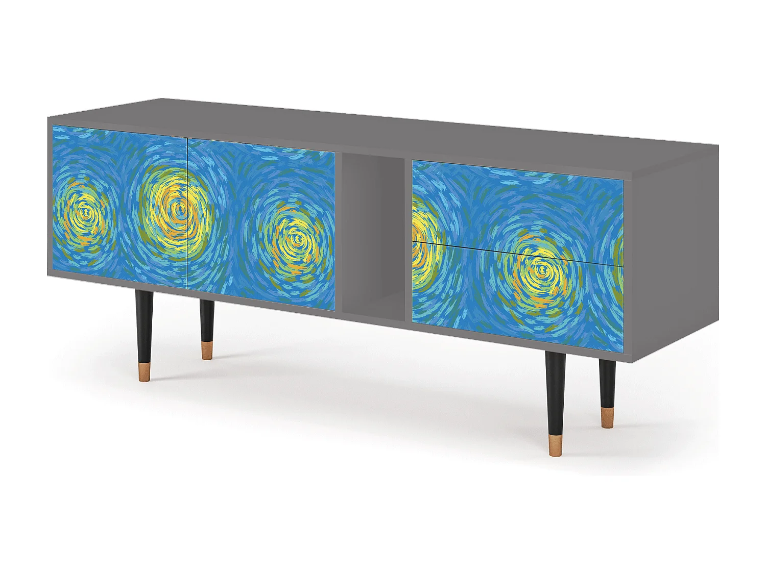 Szafka RTV - 170х69х48 cm - T1 - Van Gogh Lights, Szary