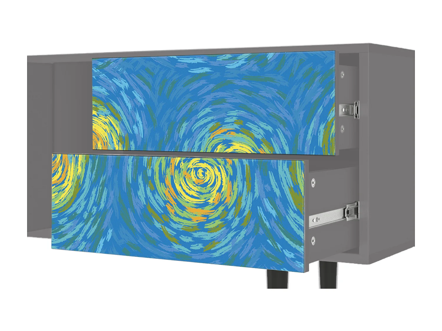 Szafka RTV - 170х69х48 cm - T1 - Van Gogh Lights, Szary
