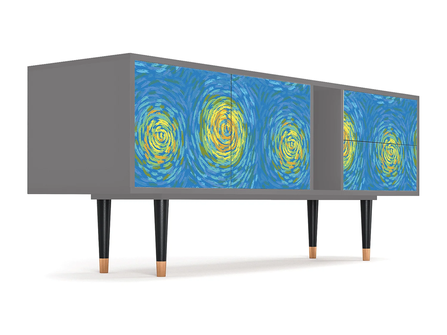 Meuble TV - 170х69х48 cm - T1 - Van Gogh Lights, Gris