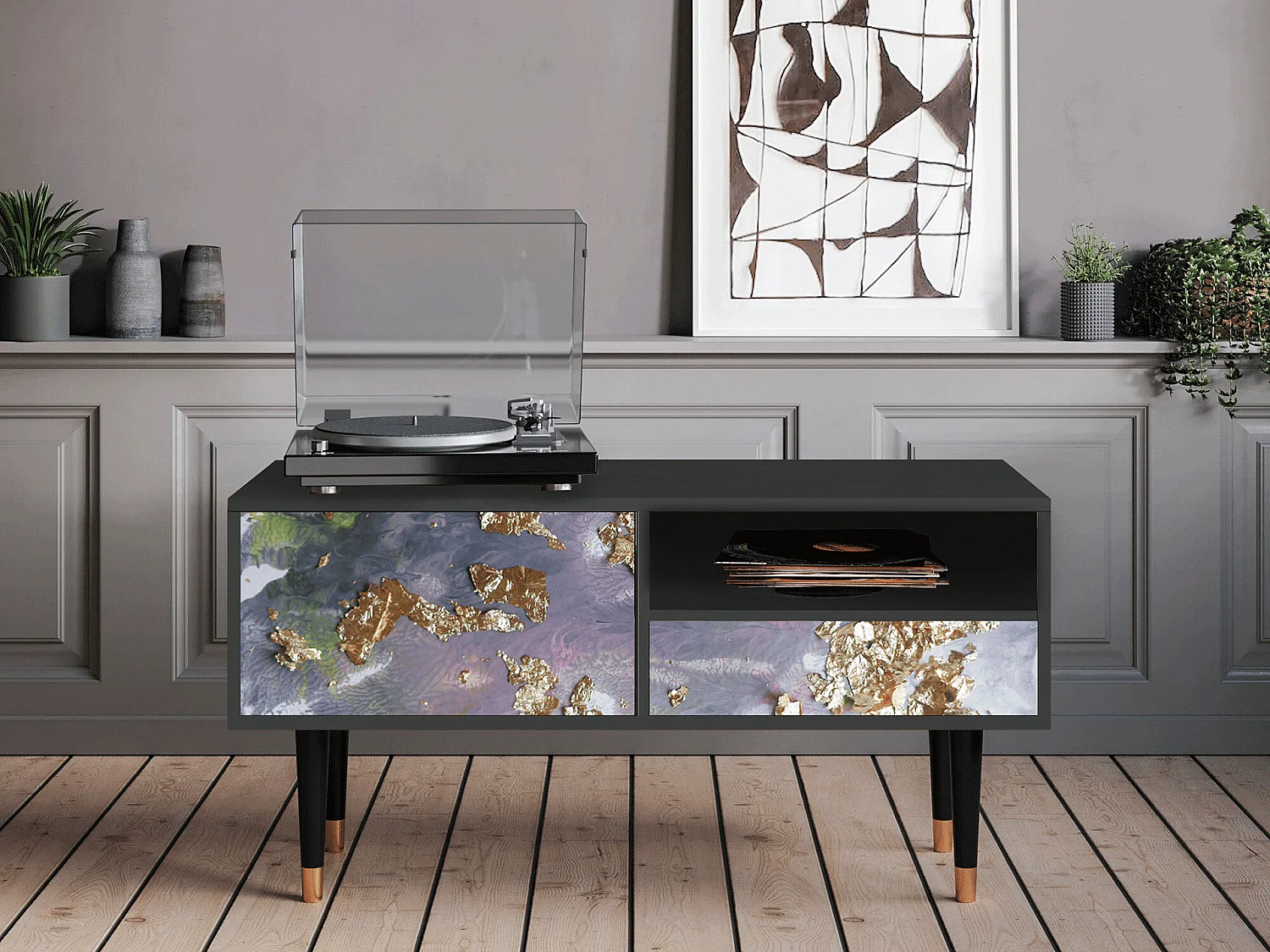 TV-Möbel - 115х59х48 cm - T3 - Planet Earth, Anthrazit