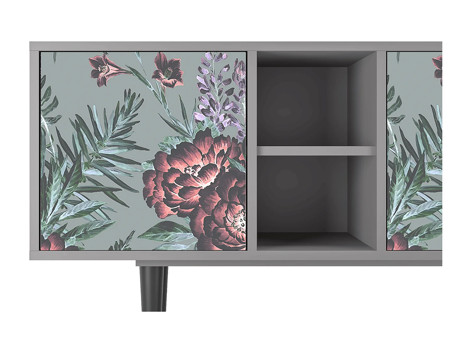 TV-meubel - 150х69х41 cm - T5 - Light Peonies, Grijs
