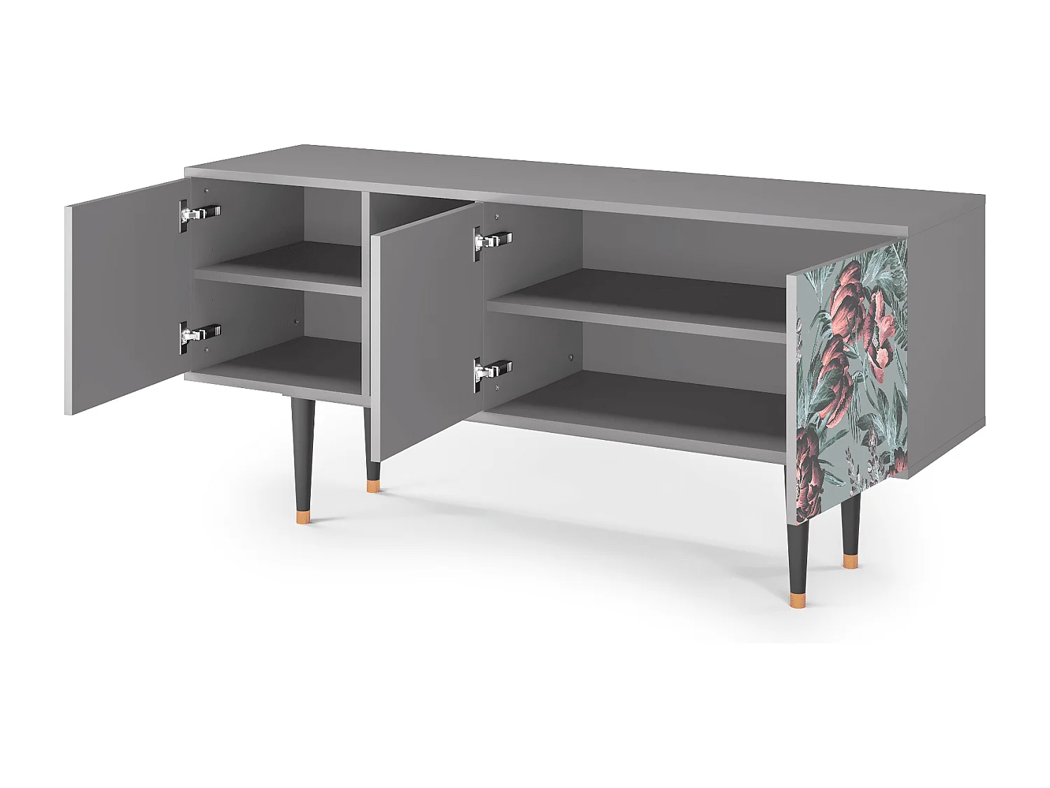 TV-meubel - 150х69х41 cm - T5 - Light Peonies, Grijs