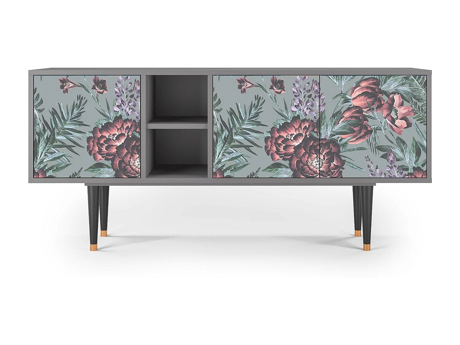 TV-Möbel - 150х69х41 cm - T5 - Light Peonies, Grau