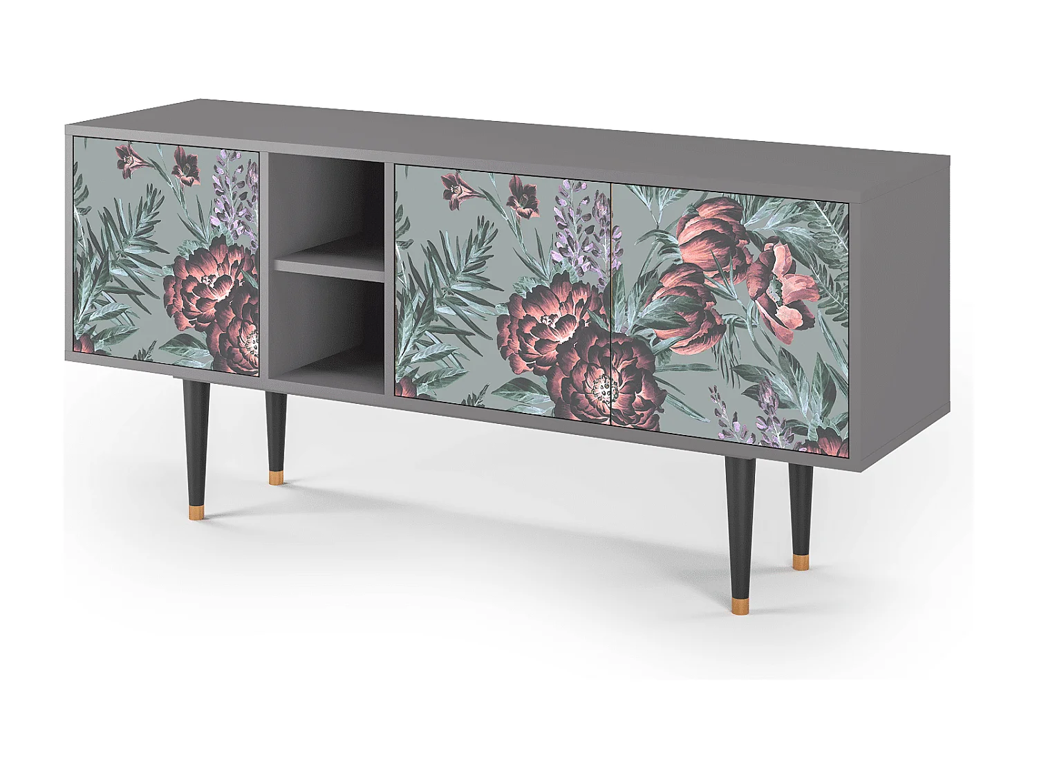 TV-Möbel - 150х69х41 cm - T5 - Light Peonies, Grau