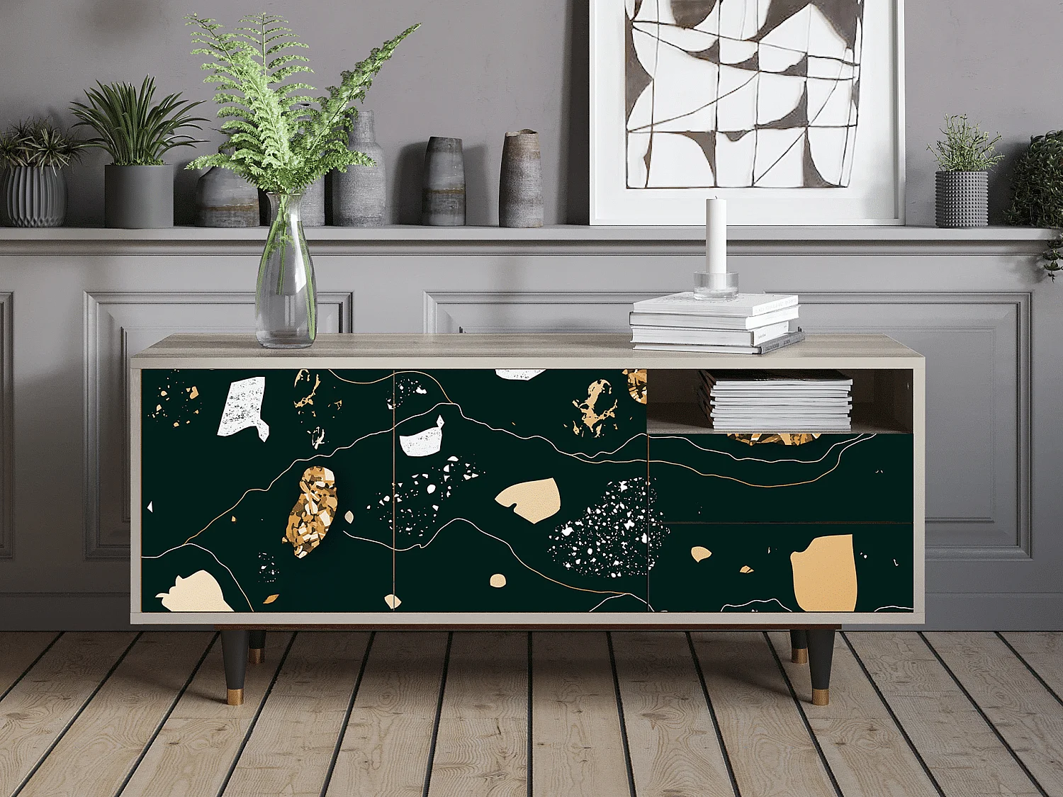 TV-Möbel - 125х56х41 cm - T7 - Space Rocks, Sand
