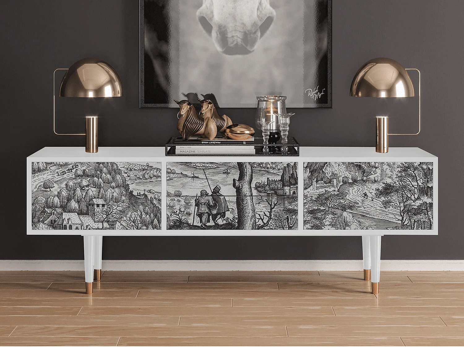 Meuble TV - 170х59х48 cm - T4 - Milites Requiescentes, Blanc