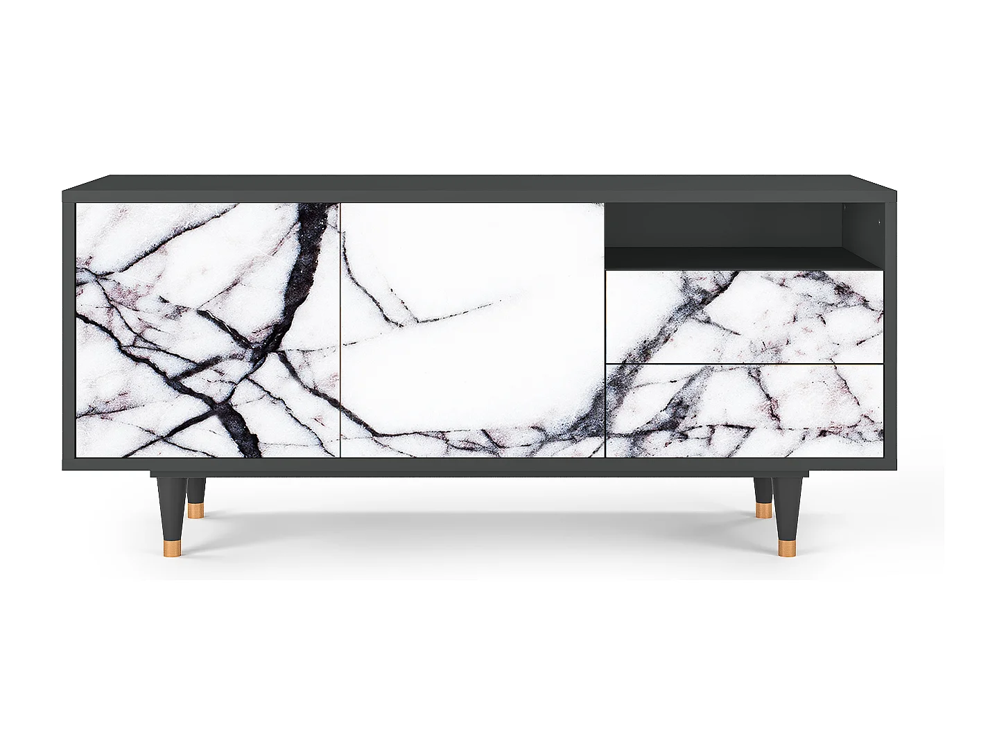 Meuble TV - 125х56х41 cm - T7 - Raven Marble, Anthracite
