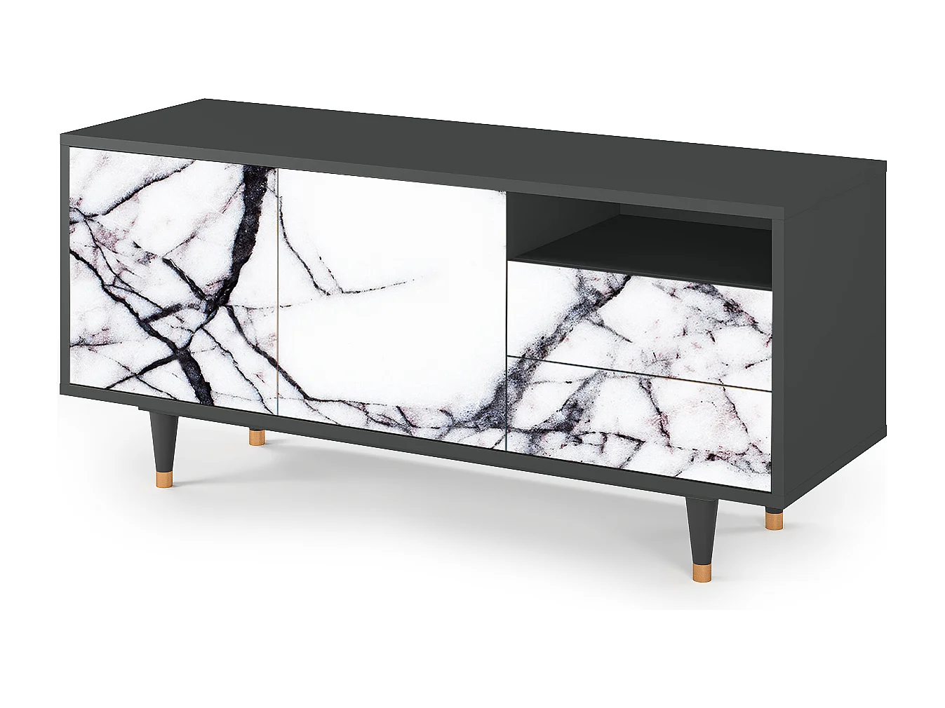 Meuble TV - 125х56х41 cm - T7 - Raven Marble, Anthracite