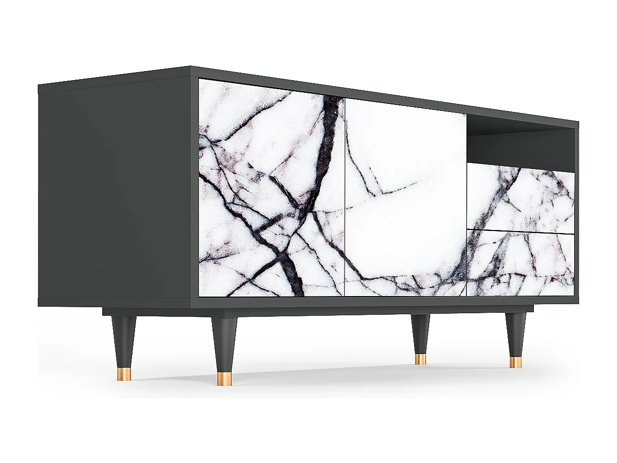 Meuble TV - 125х56х41 cm - T7 - Raven Marble, Anthracite