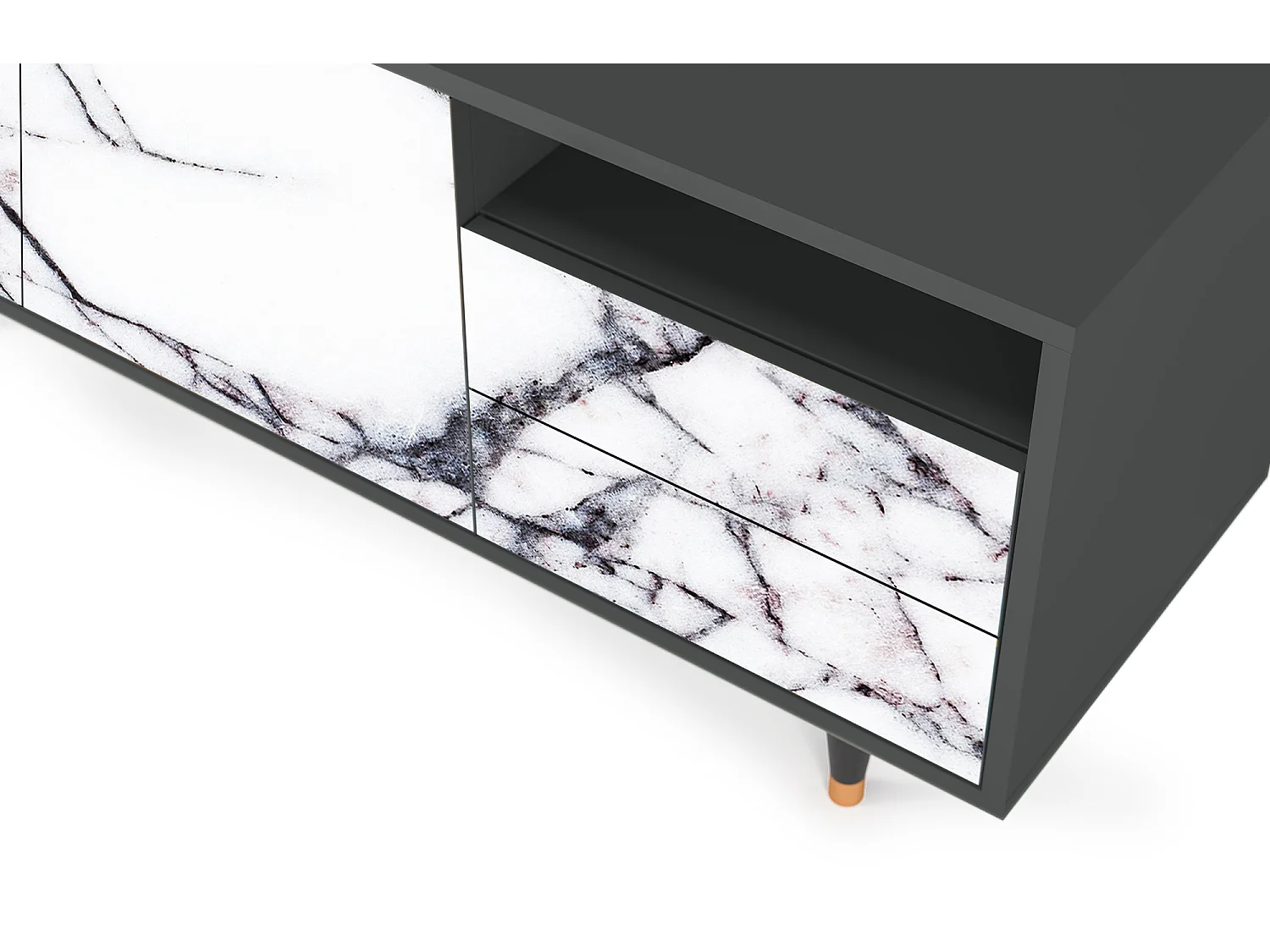 Meuble TV - 125х56х41 cm - T7 - Raven Marble, Anthracite
