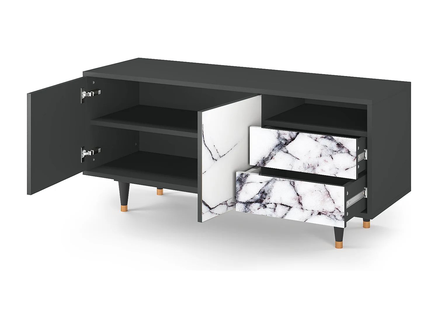 Meuble TV - 125х56х41 cm - T7 - Raven Marble, Anthracite