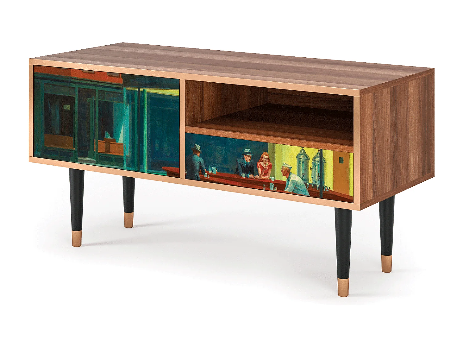 TV-meubel - 115х59х48 cm - T3 - Nighthawks by Hopper, Walnoot