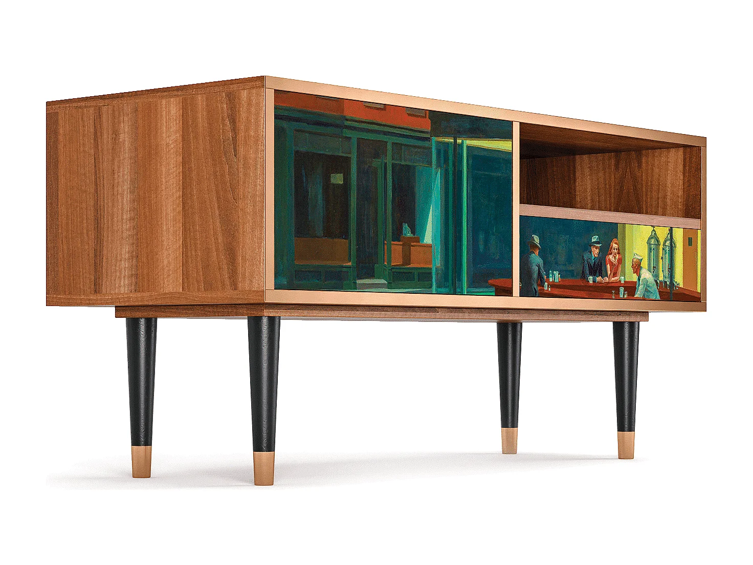 TV-meubel - 115х59х48 cm - T3 - Nighthawks by Hopper, Walnoot