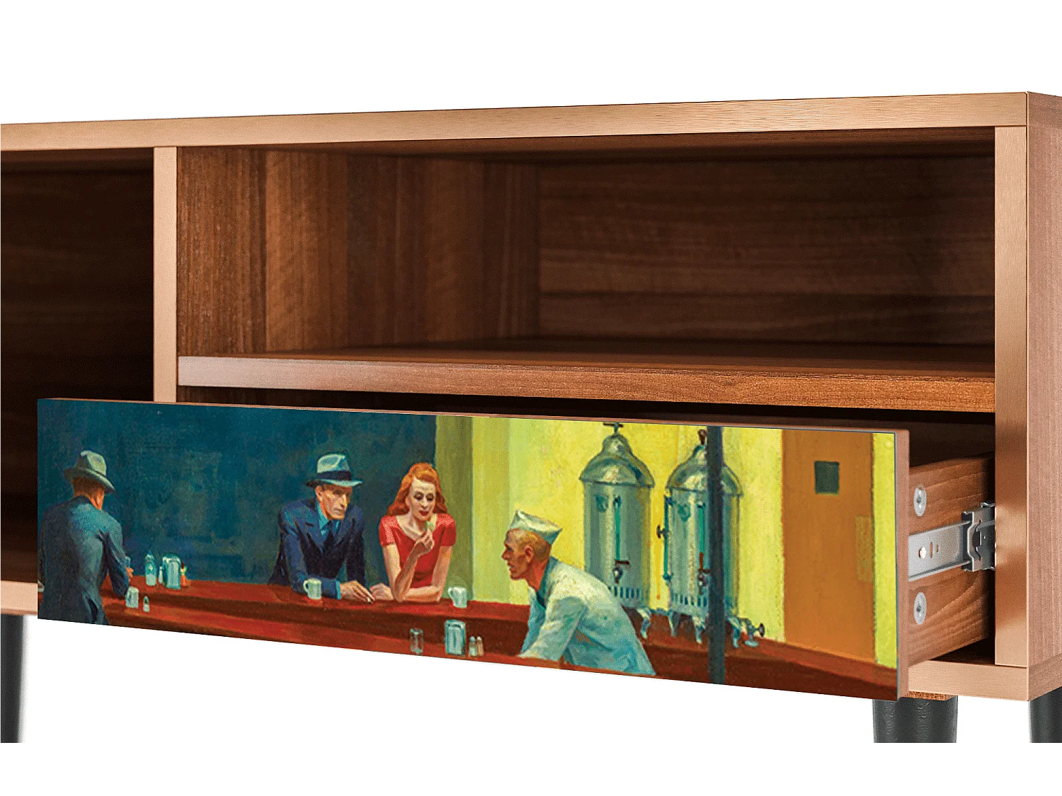 TV-meubel - 115х59х48 cm - T3 - Nighthawks by Hopper, Walnoot