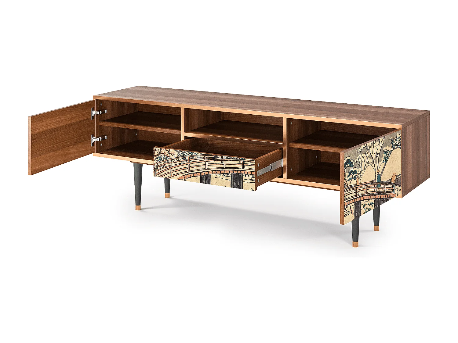 Mueble de TV - 170х59х41 cm - T6 - Katabira River, Nogal