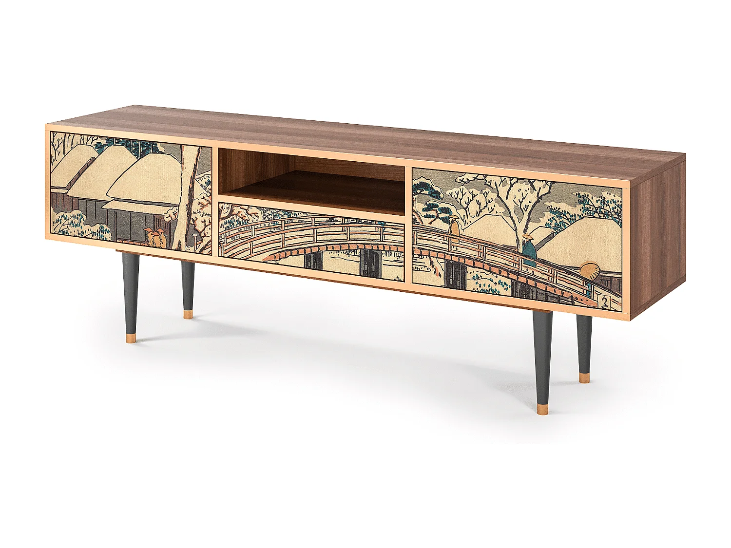 Mueble de TV - 170х59х41 cm - T6 - Katabira River, Nogal