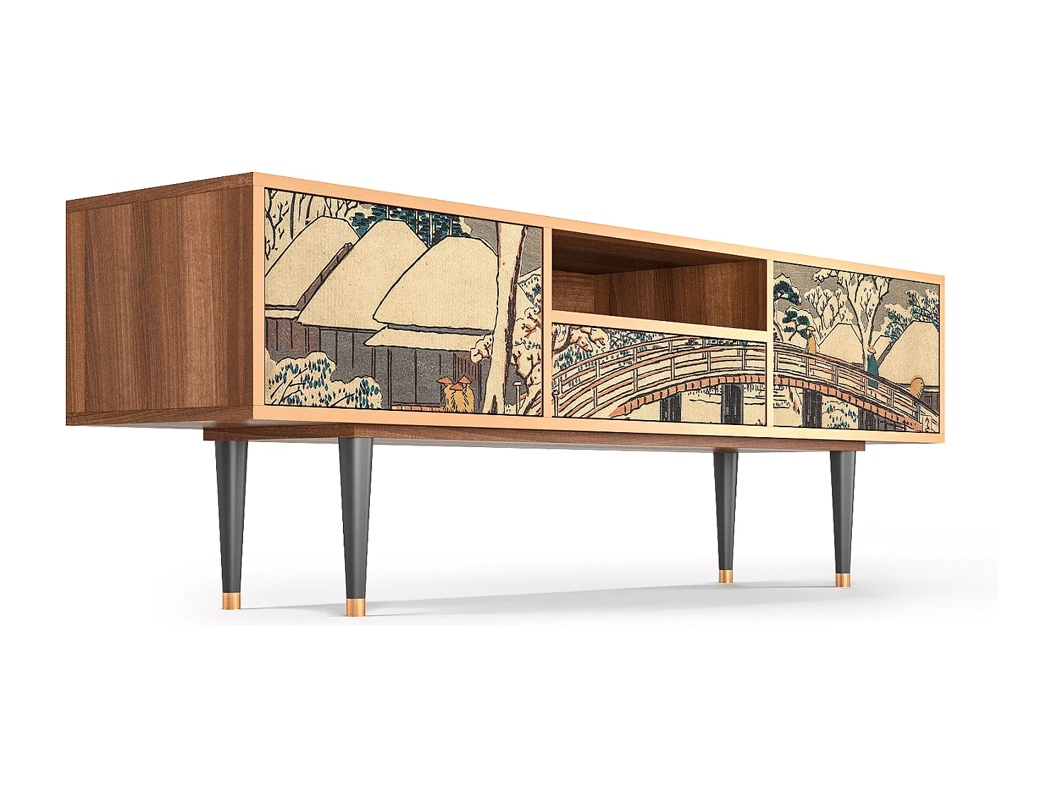 Mueble de TV - 170х59х41 cm - T6 - Katabira River, Nogal