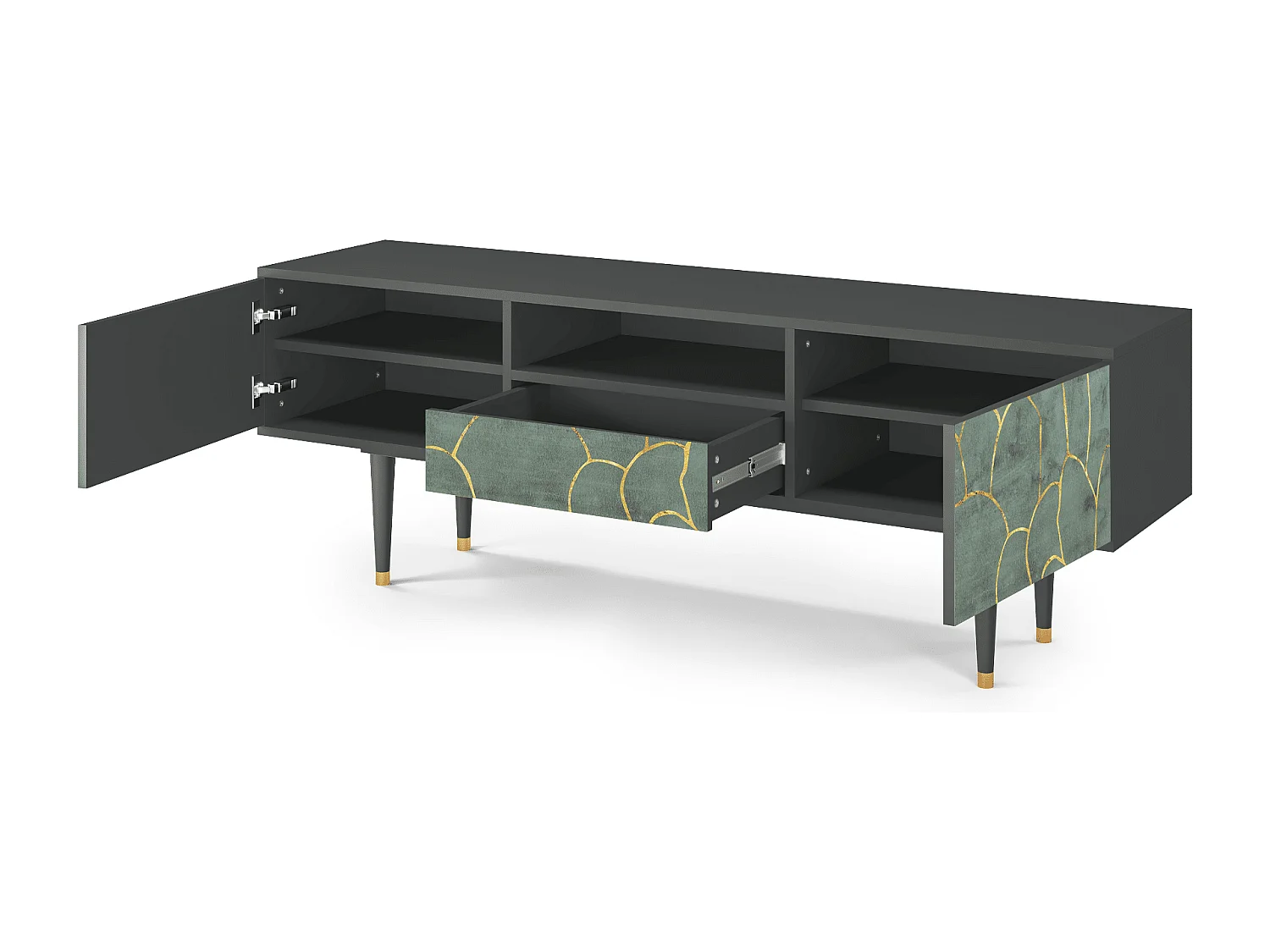 Meuble TV - 170х59х41 cm - T6 - Magnificent Water Lily, Anthracite