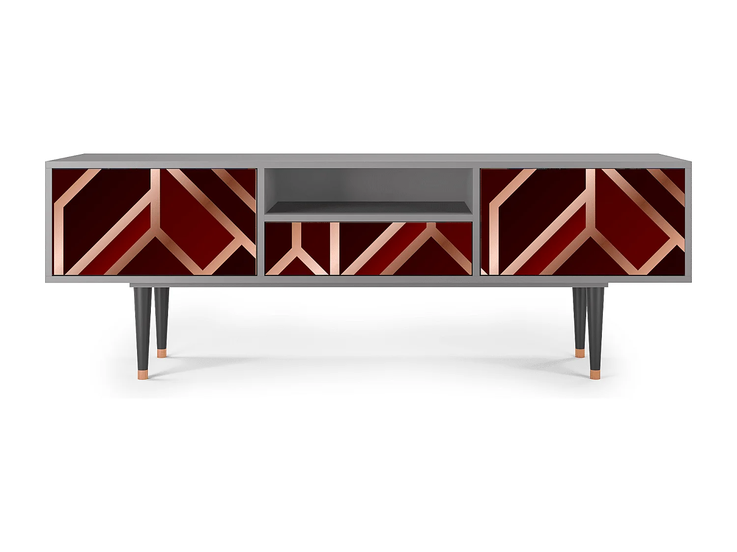 Meuble TV - 170х59х41 cm - T6 - Velvet 1920's, Gris