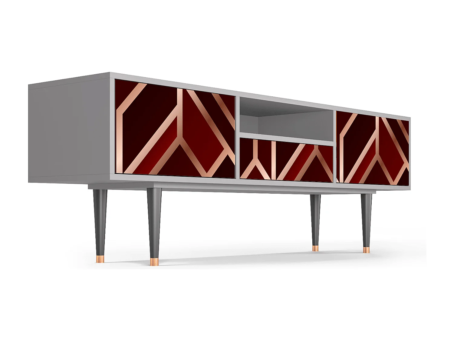 Szafka RTV - 170х59х41 cm - T6 - Velvet 1920's, Szary