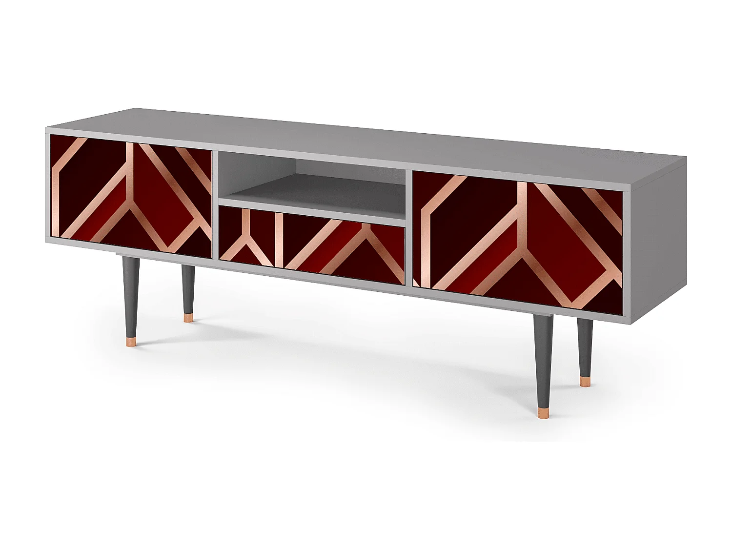 Mueble de TV - 170х59х41 cm - T6 - Velvet 1920's, Gris