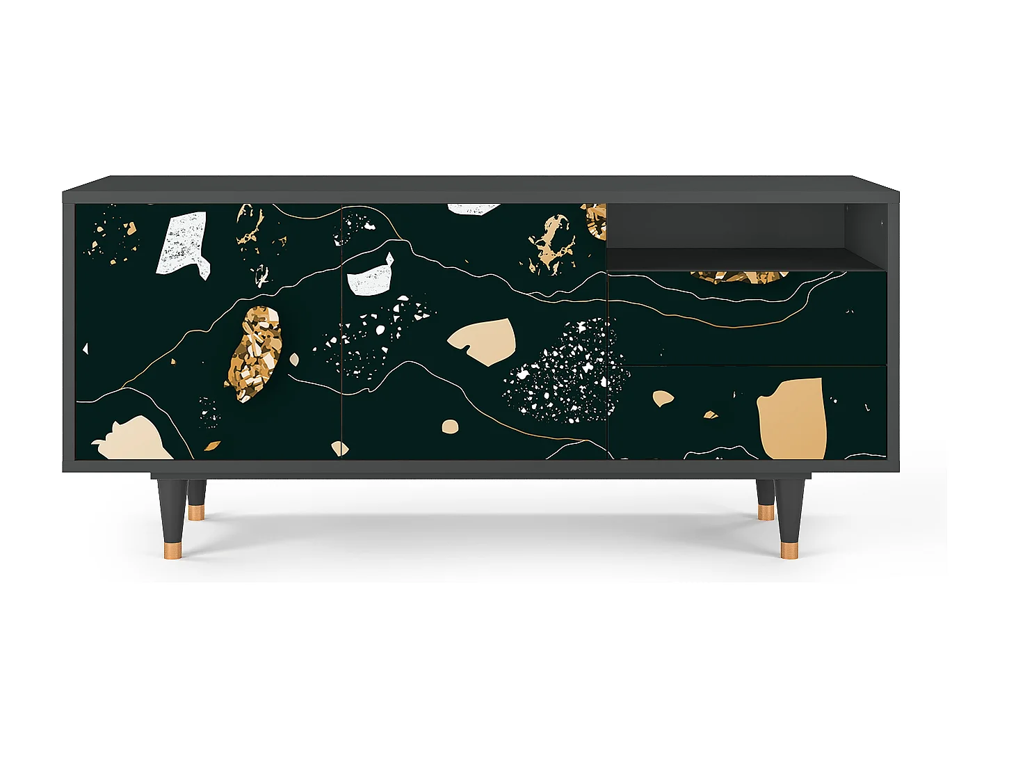 TV-meubel - 125х56х41 cm - T7 - Space Rocks, Antraciet