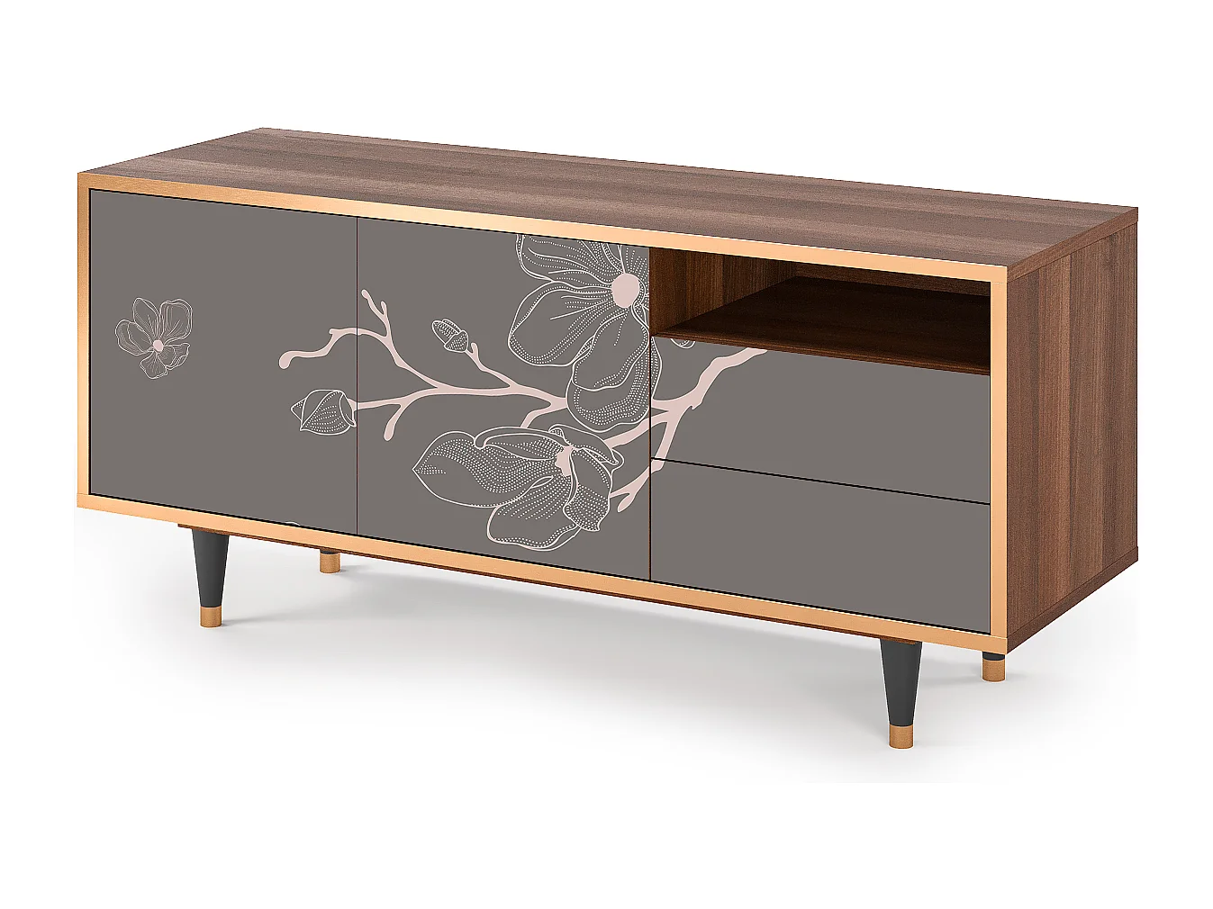 Mueble de TV - 125х56х41 cm - T7 - Cherry Blossom, Nogal