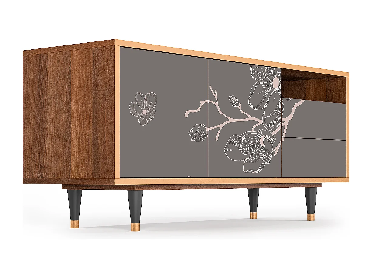 Mueble de TV - 125х56х41 cm - T7 - Cherry Blossom, Nogal