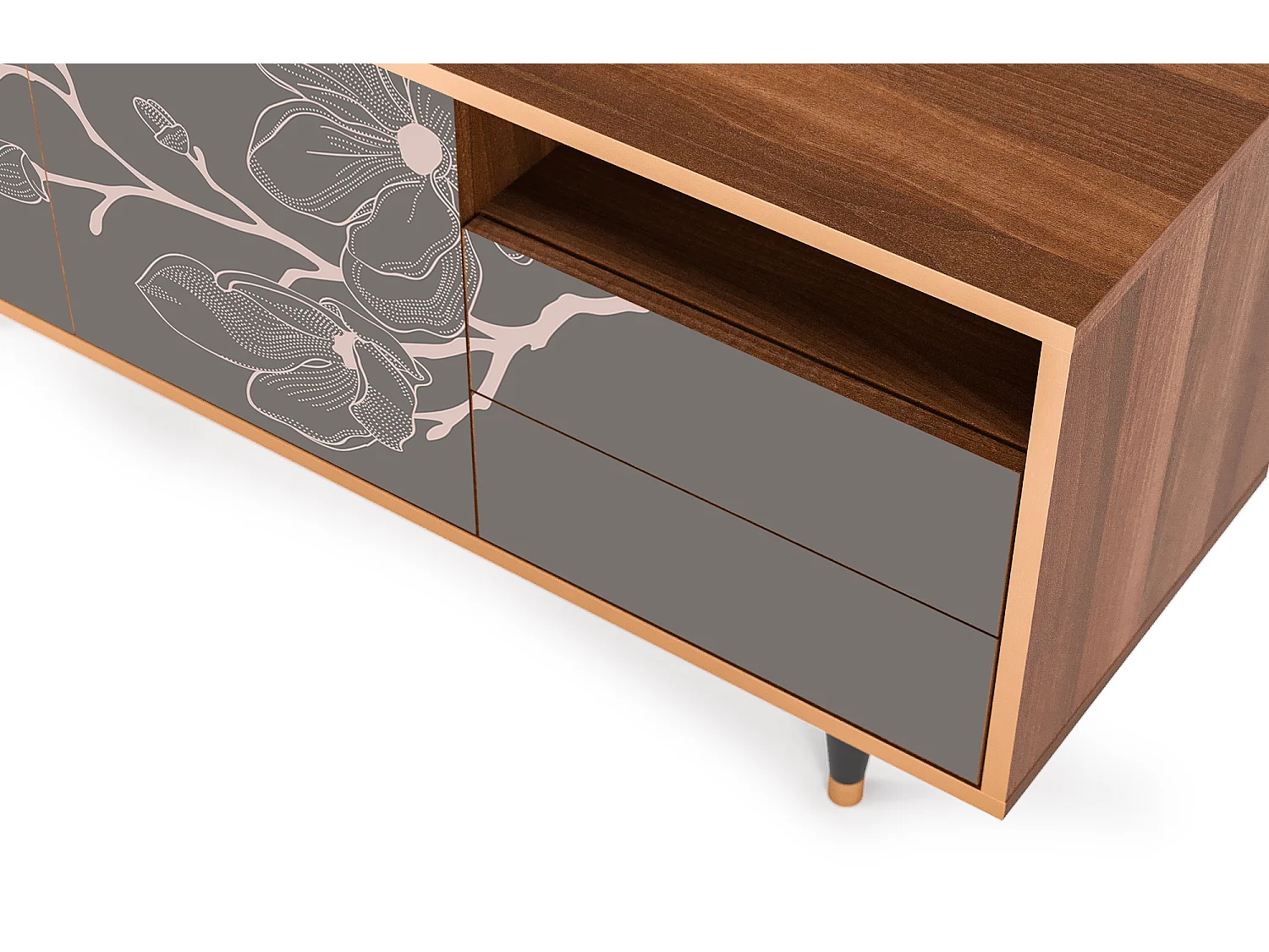 Mueble de TV - 125х56х41 cm - T7 - Cherry Blossom, Nogal